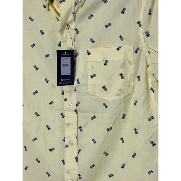 Chaps Shirt Mens Small Button Down Short Sleeve Top Yellow Pineapple Casual Work - Picture 4 of 10
